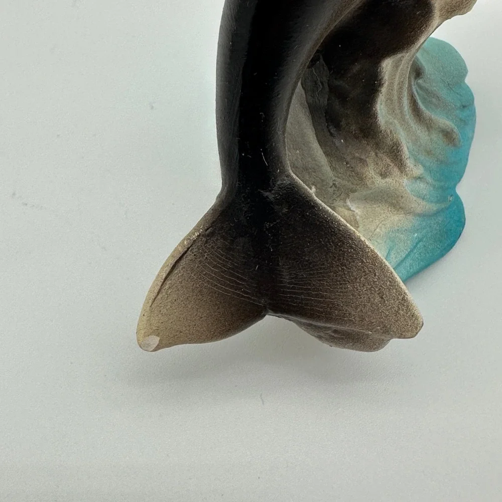 Vintage Dolphin Salt and Pepper Shakers Set Grey Blue Ocean Waves Decor